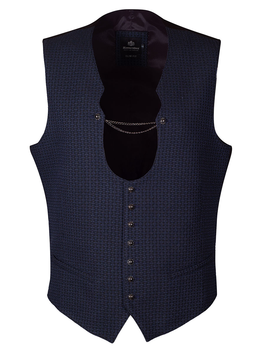 Hammerschmid Trachtenweste Fritz, blau, traditionell, mit Kette #1
