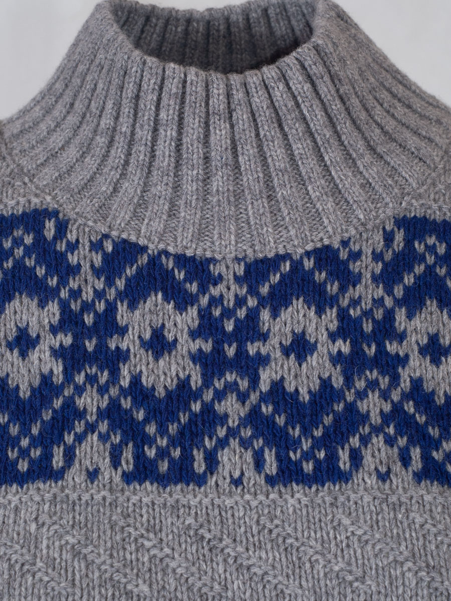 Huber Hildegard Strickpullover grau, mit blauem Norweger-Muster #4