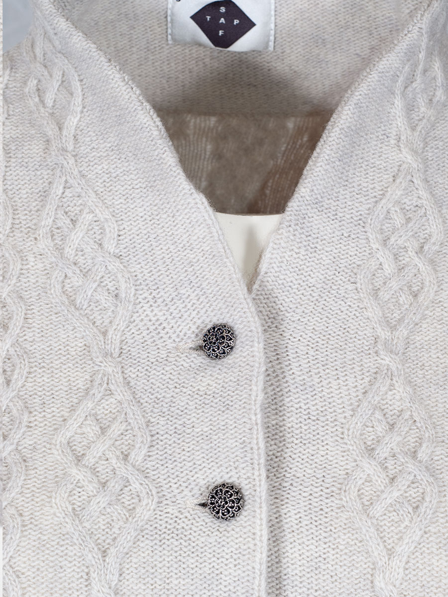 Stapf Strickjacke Dalia, ecru, Zopfmuster, Kelchkragen #4