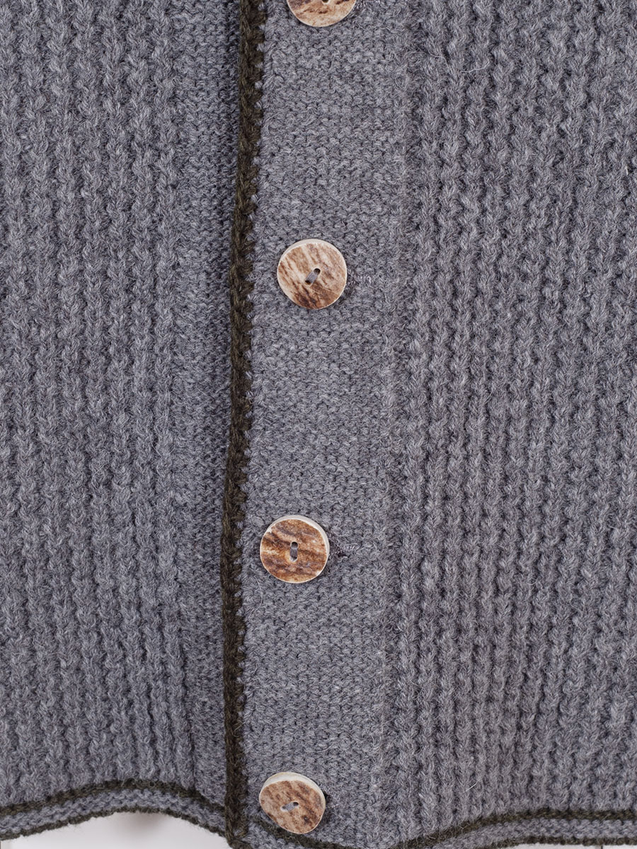 Strickjacke Dominik, hellgrau, grüne Einfassung #5