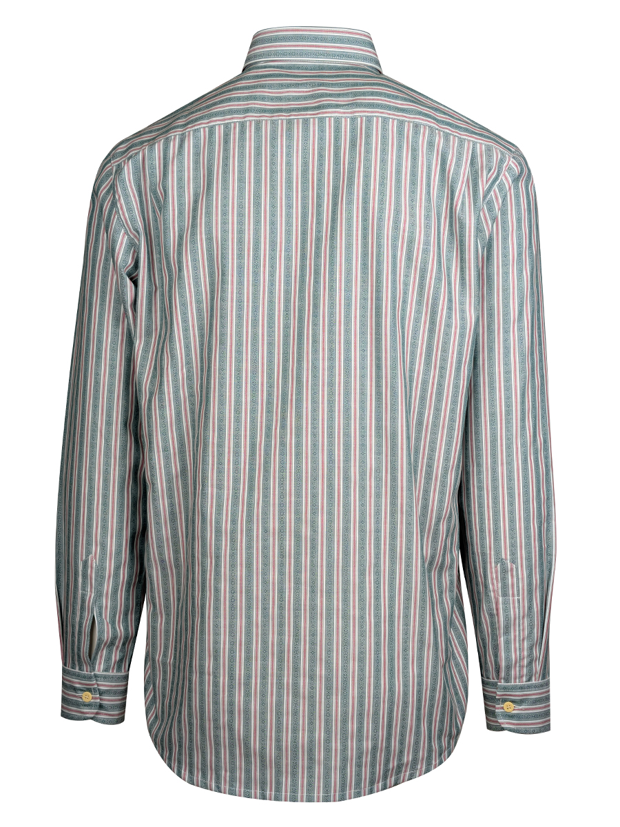 Orbis Herrenhemd, grün-rot-weiß gestreift, Pfoad, Liegekragen #4