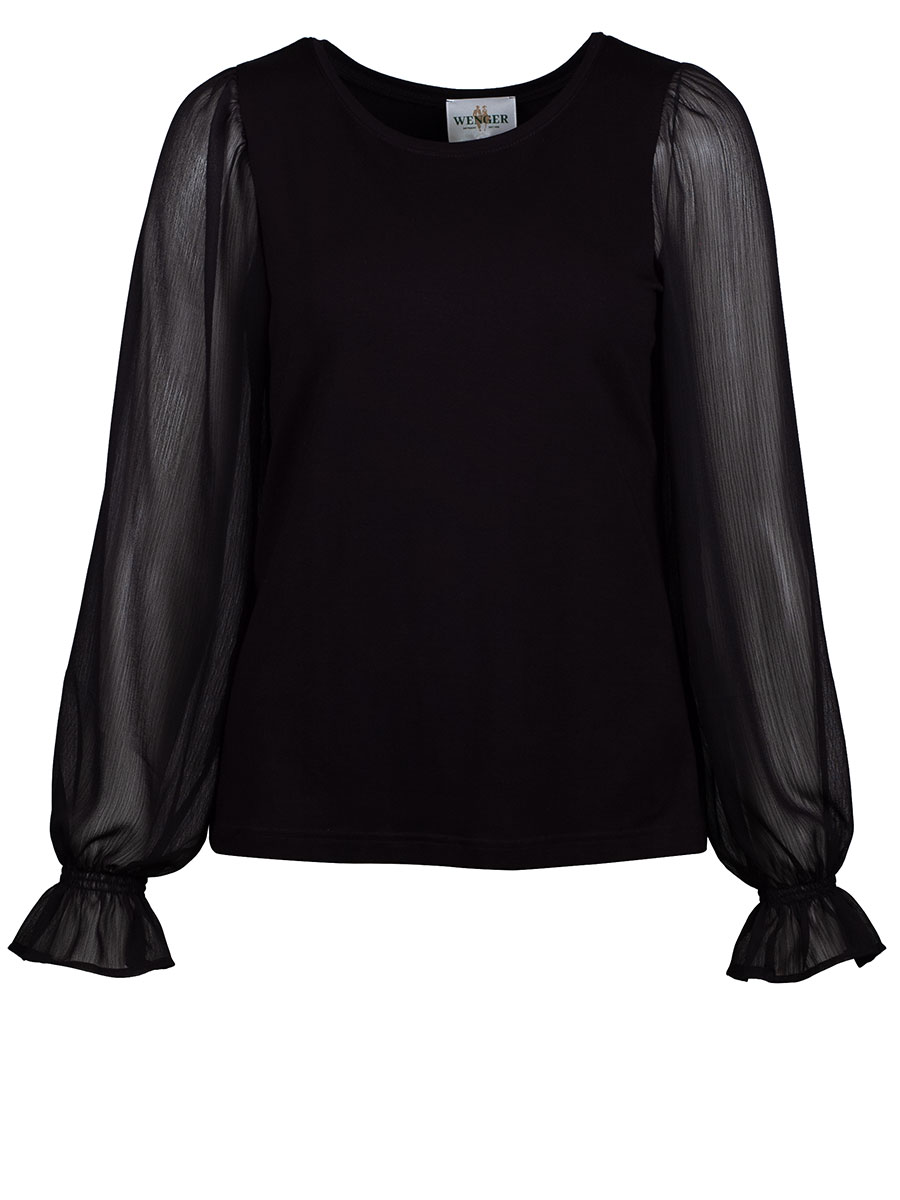 Wenger Damenbluse Irrsee, schwarz, Chiffonärmel #1