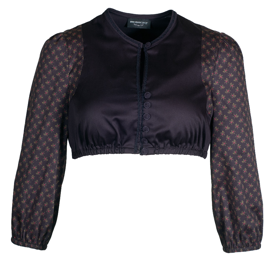 Anno Domini Design Dirndlbluse Aga, 3/4-Arm, schwarz, geblümt #1