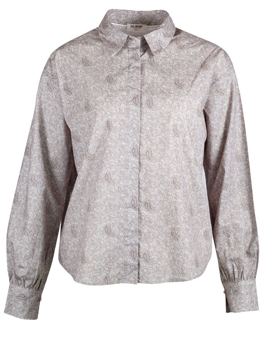 FIL NOIR Damenbluse Antonella, taupe, Langarm, Paisley #1