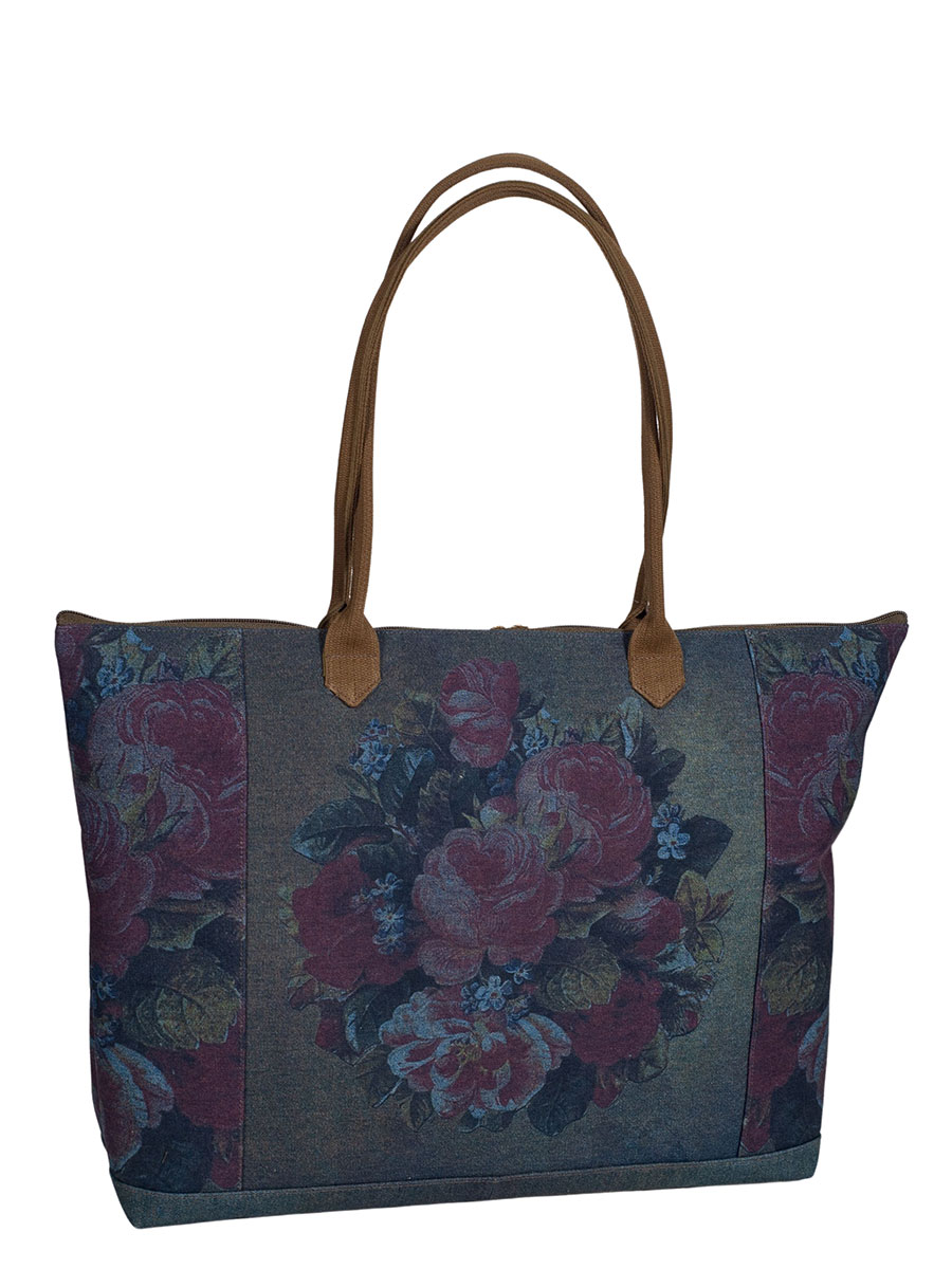 Guido Schultertasche, Travel, Motiv Rose, Leinen #1