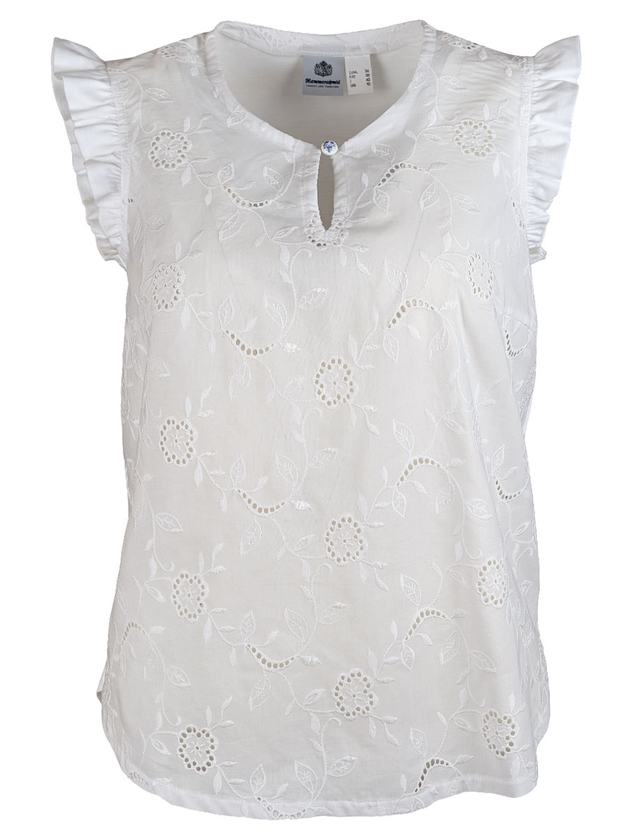 Hammerschmid Flügelarm Bluse, weiß, Lochmuster #1