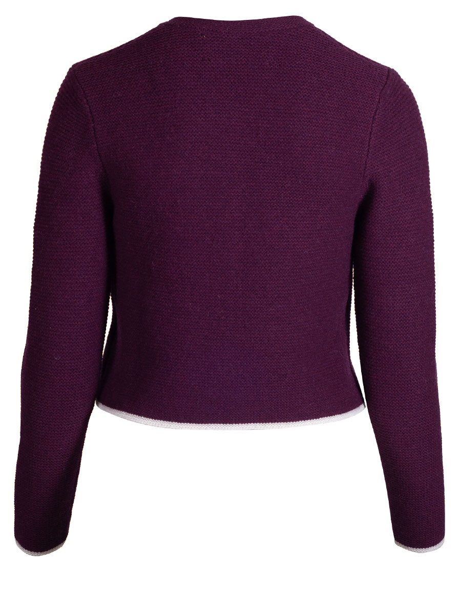 fei scho schee Strickjacke, loganberry, Einfassung in beige, kurz #3