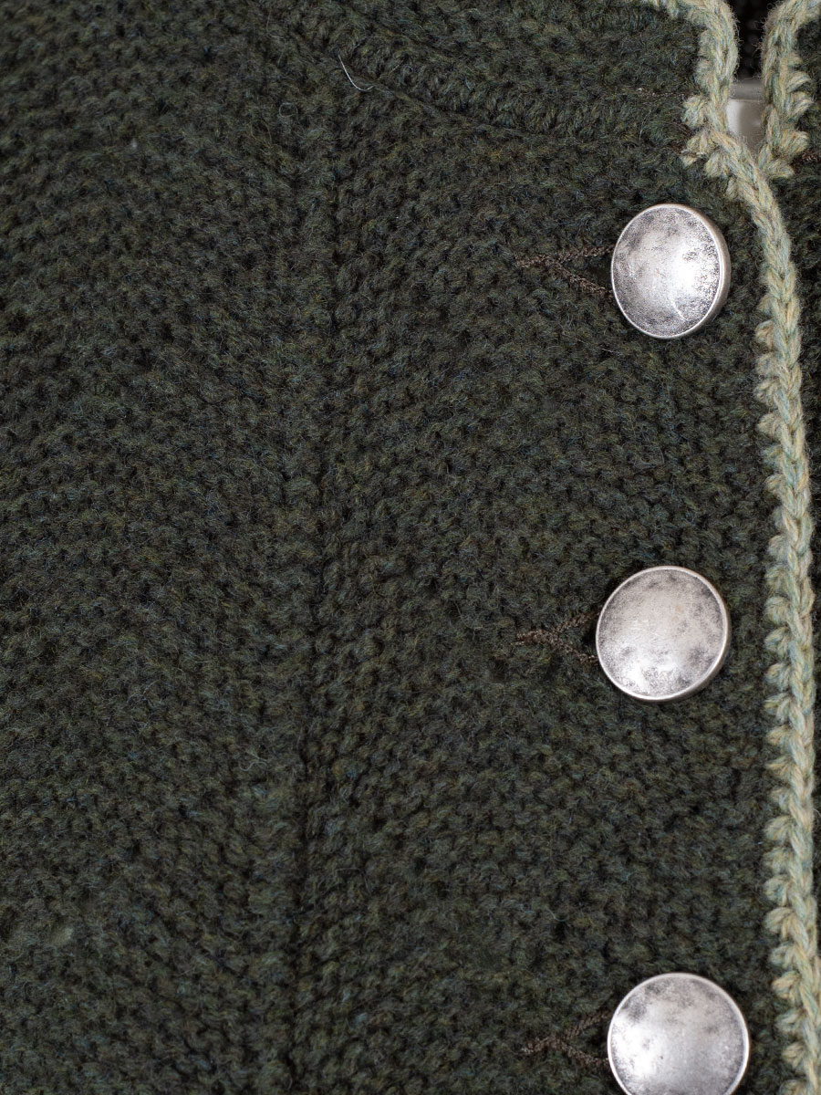 Astrifa Eberfing Strickjacke, lodengrün, beige Einfassung, Silberknöpfe #5