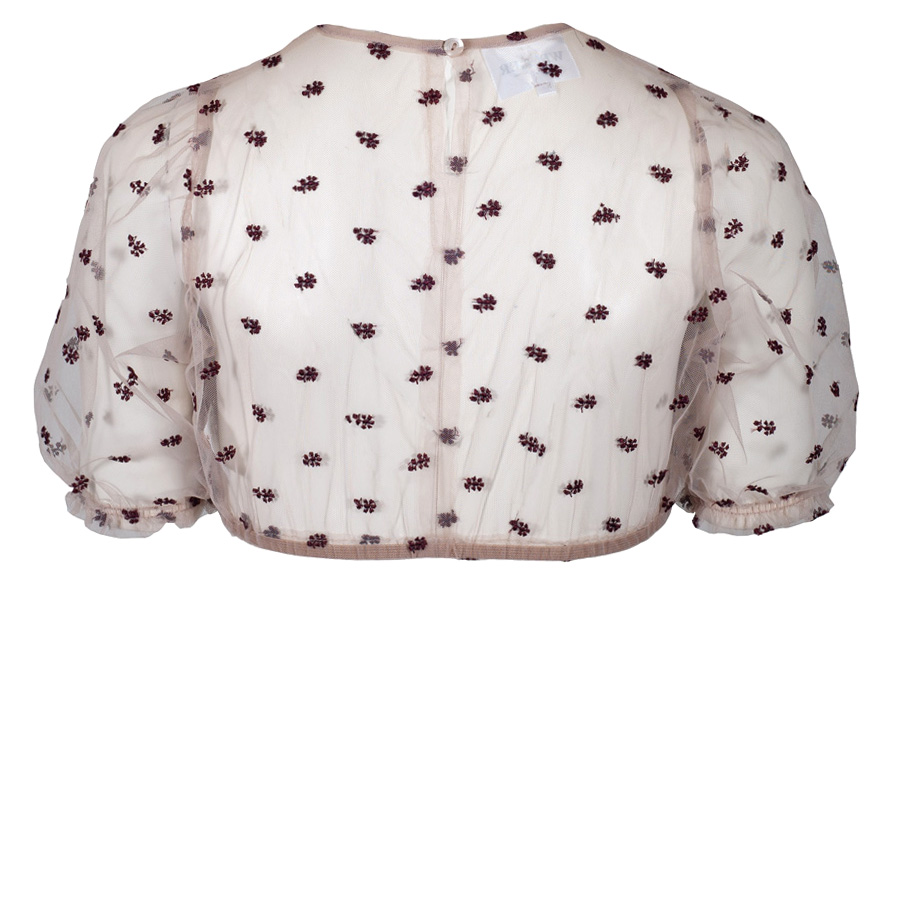 Wenger Dirndlbluse Colin Organza, transparent, Blümchenstick marsalla #2