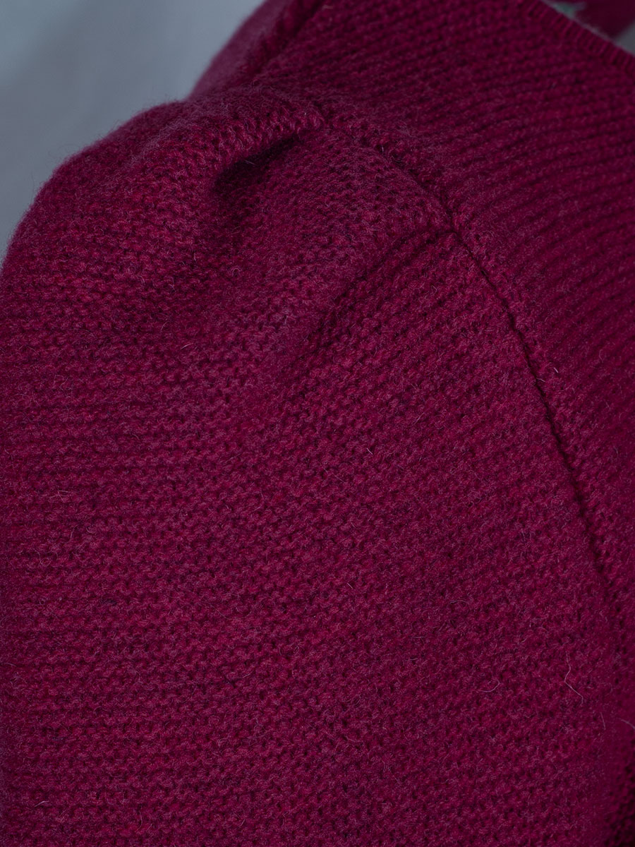 Huber Strickjacke, beere, Einfassung in grau, Zackenbund #5