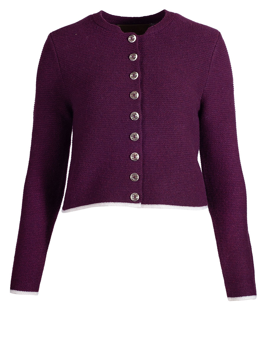 fei scho schee Strickjacke, loganberry, Einfassung in beige, kurz #1