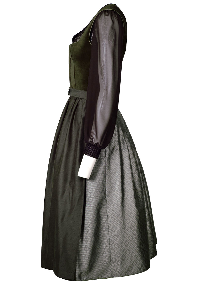 KINGA MATHE Dirndl Lumi, oliv, Samtmieder, 80lg #2