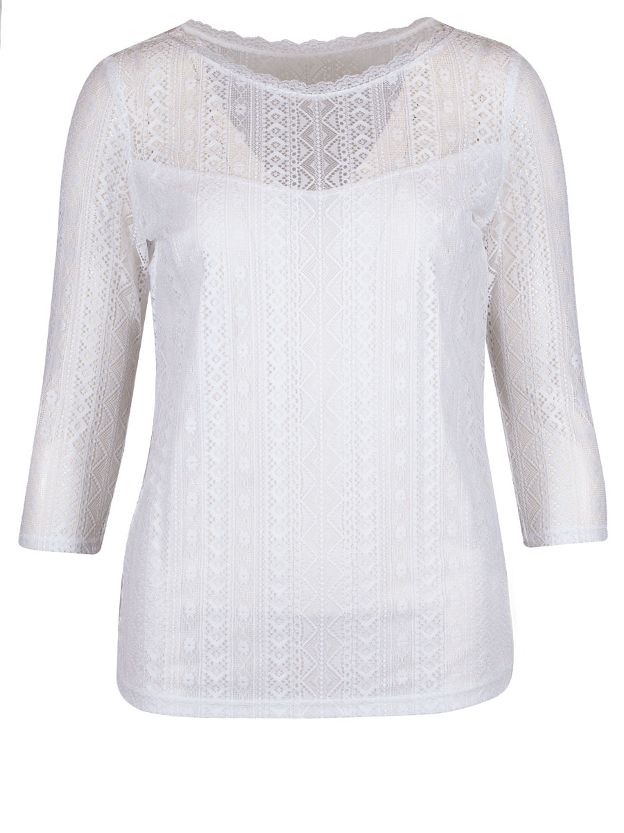 Waldorff Spitzenshirt Lynn, weiß, Stretch, elegant, Rundhals #1