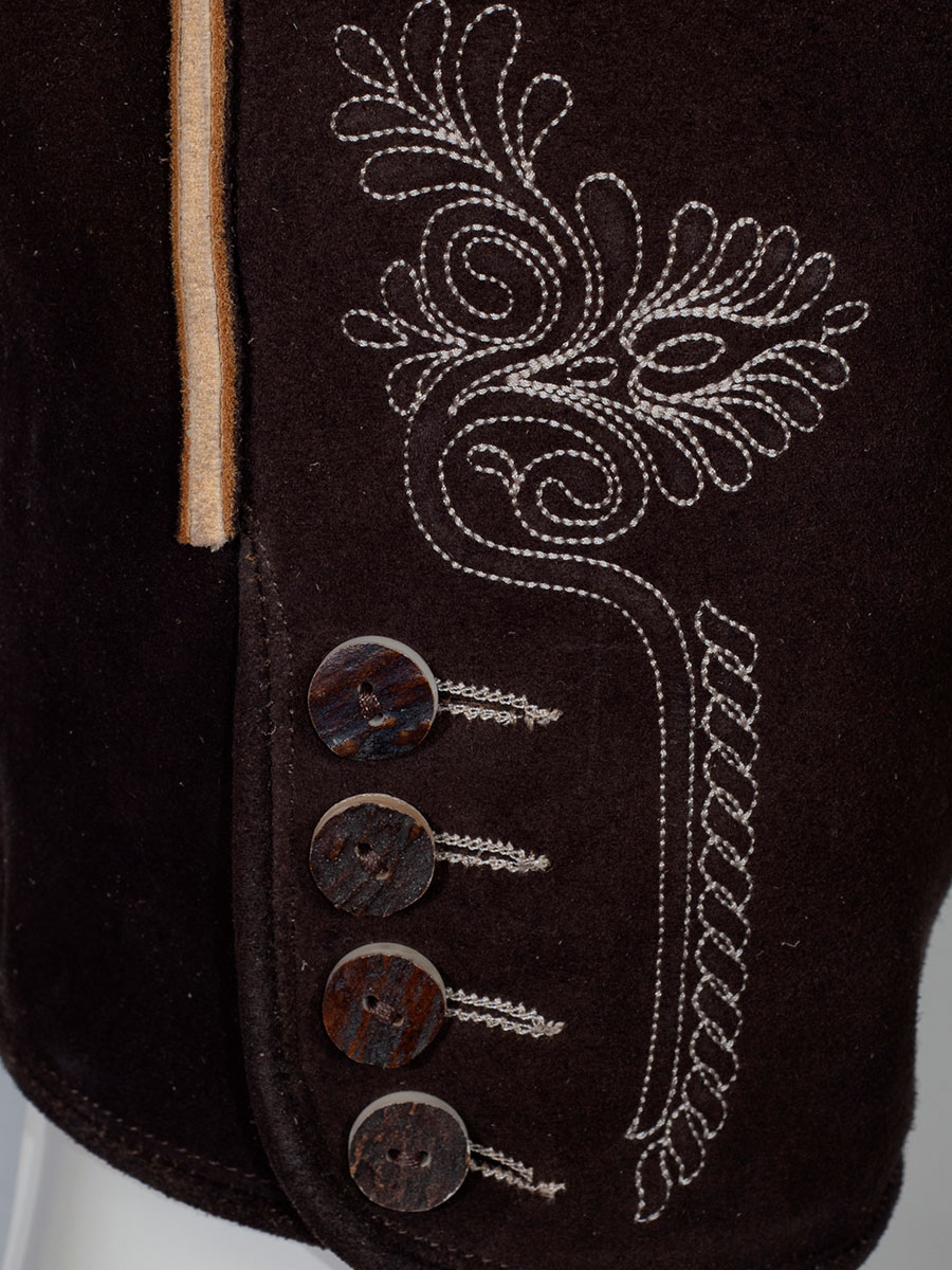 hausg'macht kurze Lederhose Appenzell, braun, Hirsch, sämina, heller Stick #5