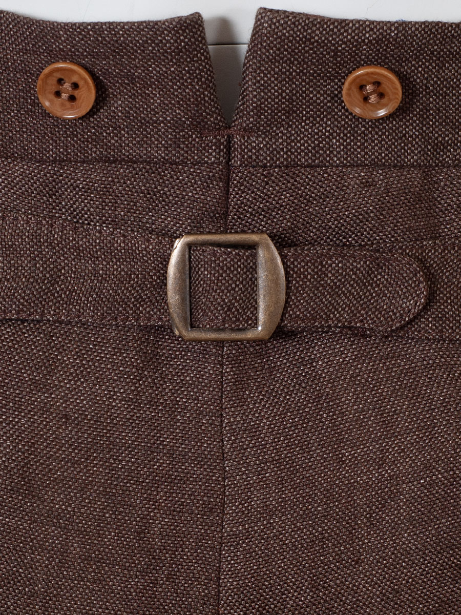 Viererspitz Markus Leinenhose, braun, hinten Riegel #5