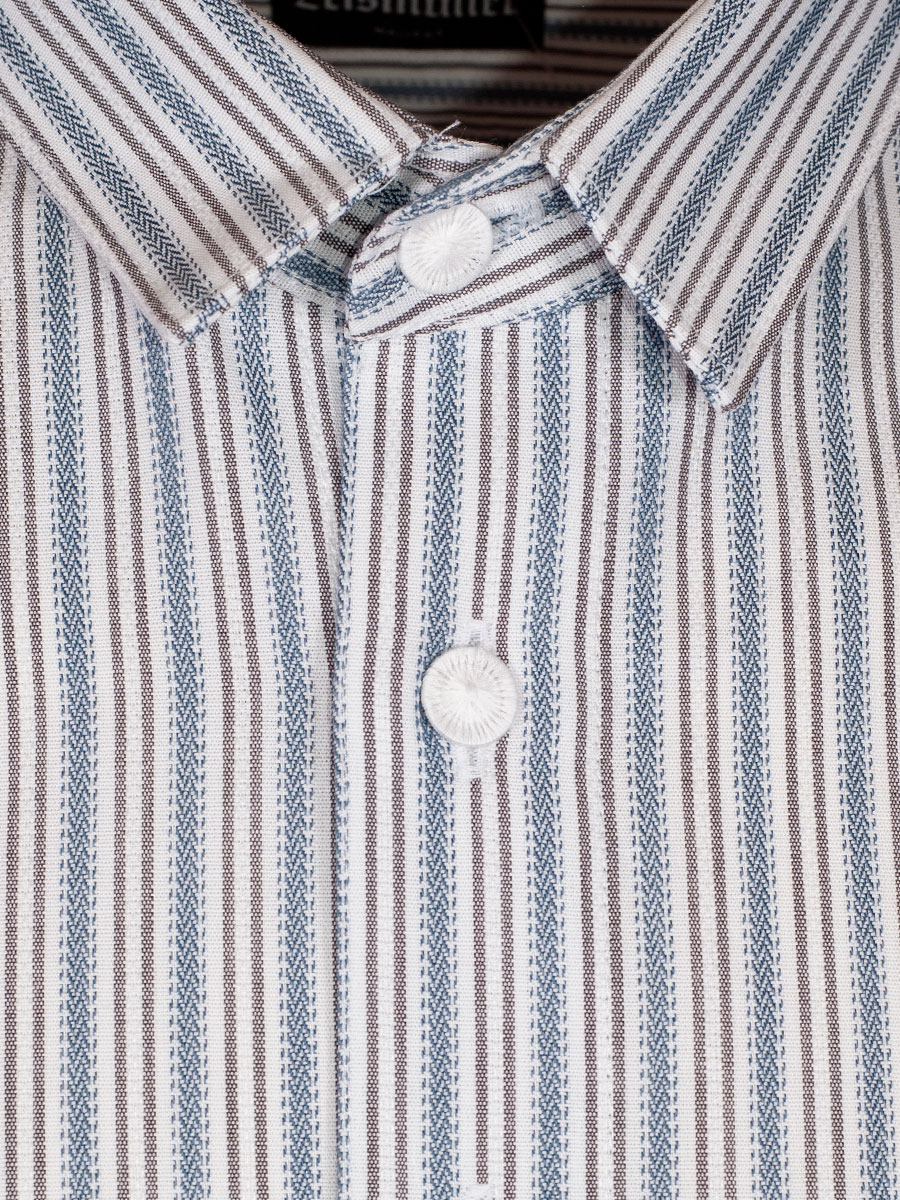 Arzberger Herrenhemd, blau-grau, gestreift, Liegekragen, Pfoad, Slim Line #2