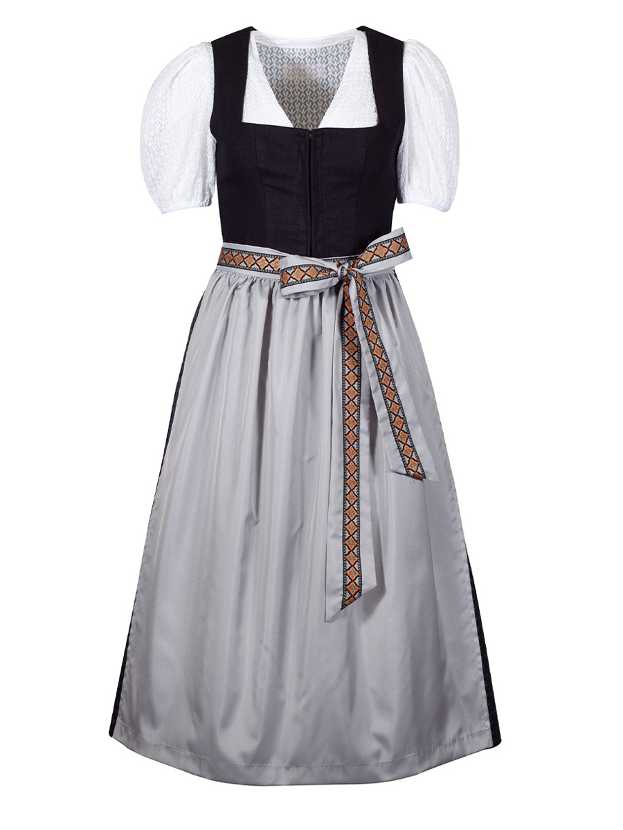 KINGA MATHE Dirndl Karla, Leinen, schwarz, festlich #1