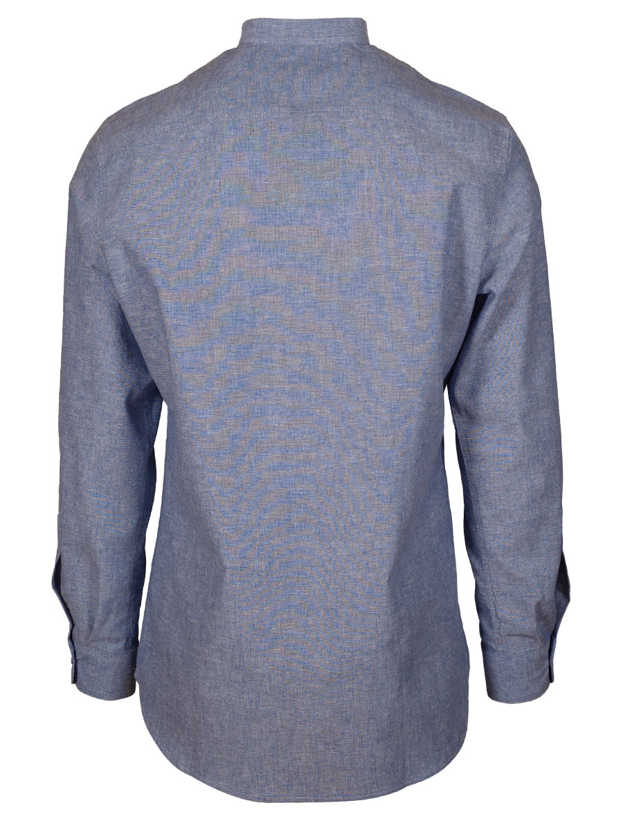 Arzberger Leinenhemd rauchblau, Stehkragen, Slim Line #2