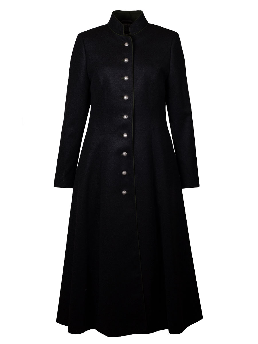 Kaiseralm Lodenmantel Mimmi, schwarz mit tanne, lang #1