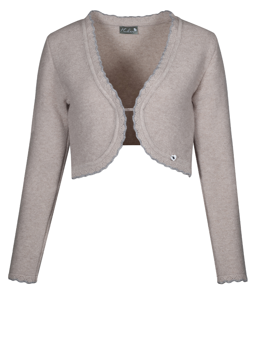 Huber Strick-Bolero Olga, natur, graue Einfassung #1