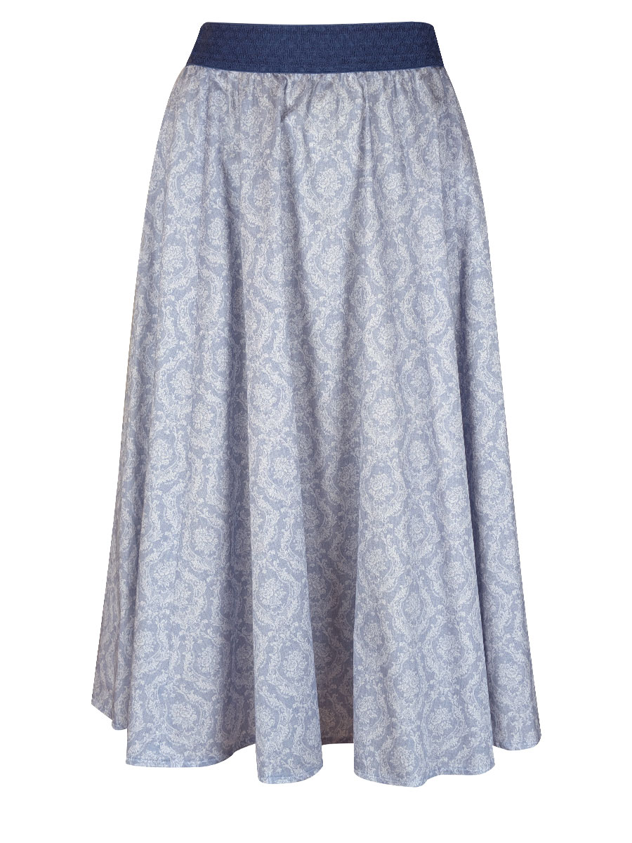 Berwin & Wolff Tellerrock, blau gemustert, Stretchbund #1