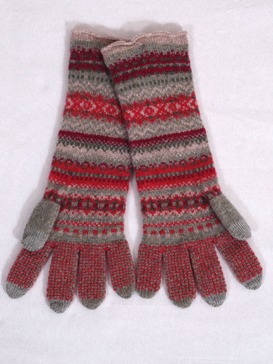 Eribè Knitwear Glove Alpine, Strickhandschuhe,old Rose, rot-grau #5