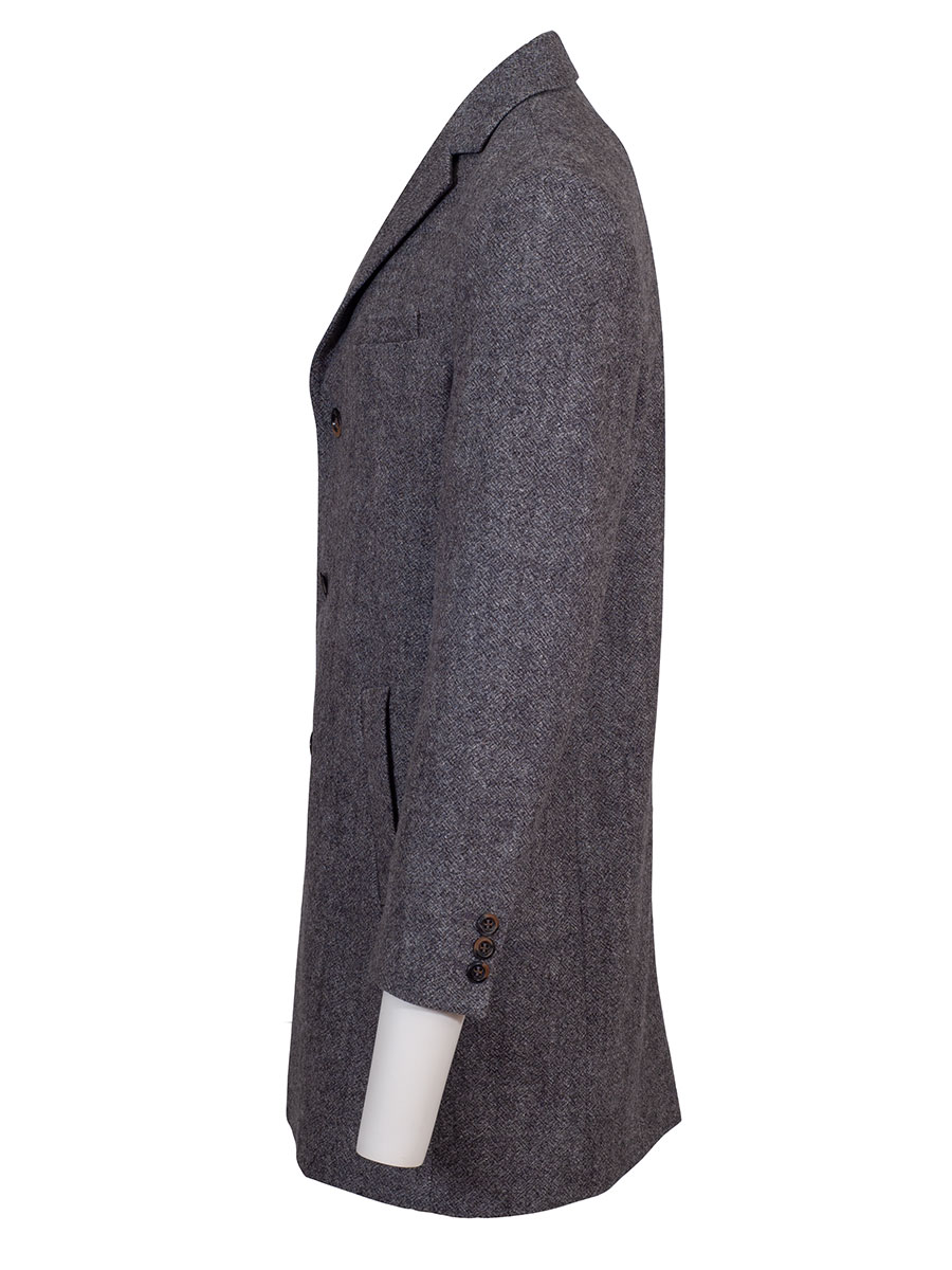 Herrenmantel Constantin grau meliert, Loden, Revers #2