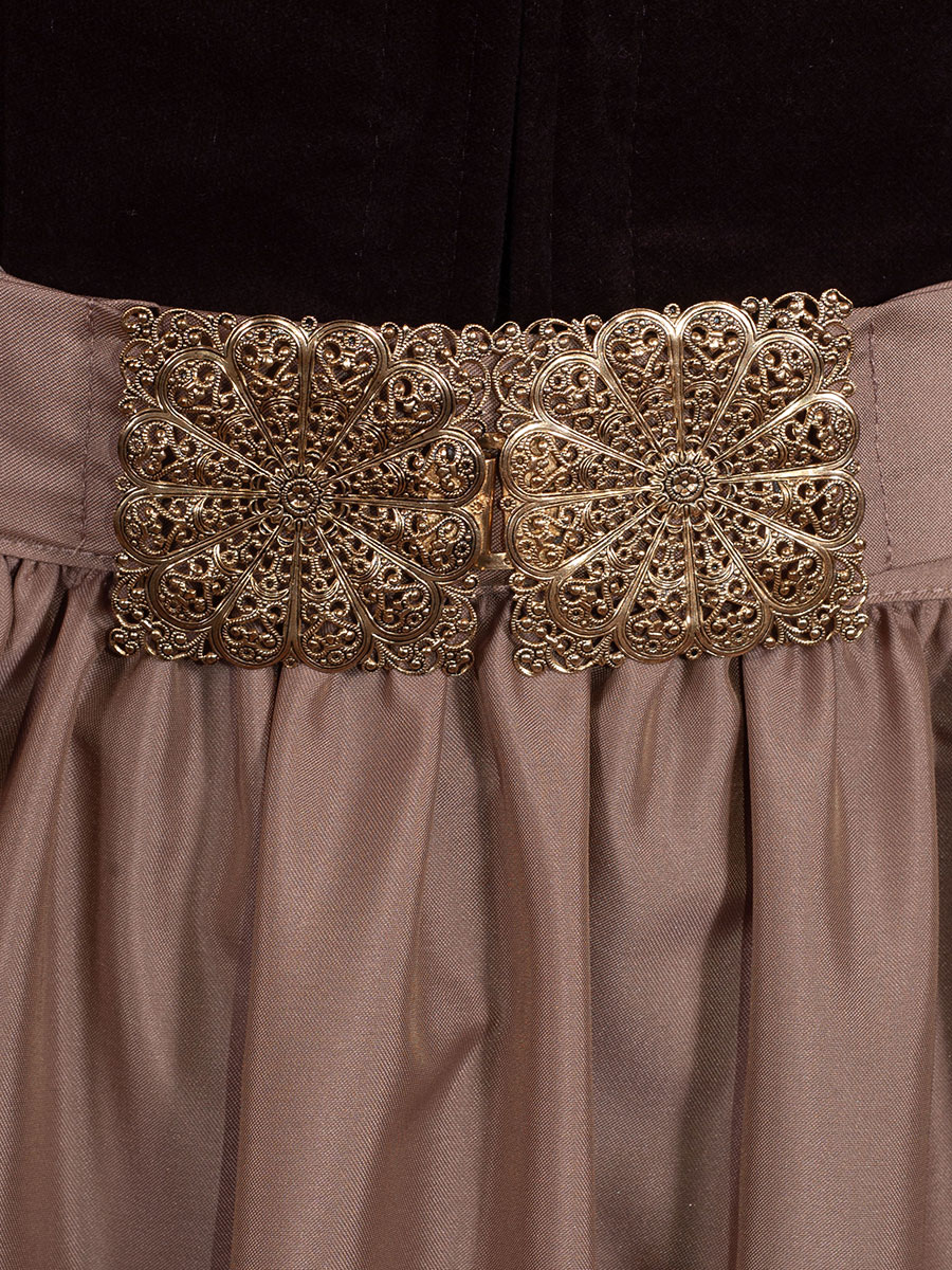 Kinga Mathe Dirndl Stella, Samtdirndl, schwarz, goldfarbene Schürze, 80lg #4