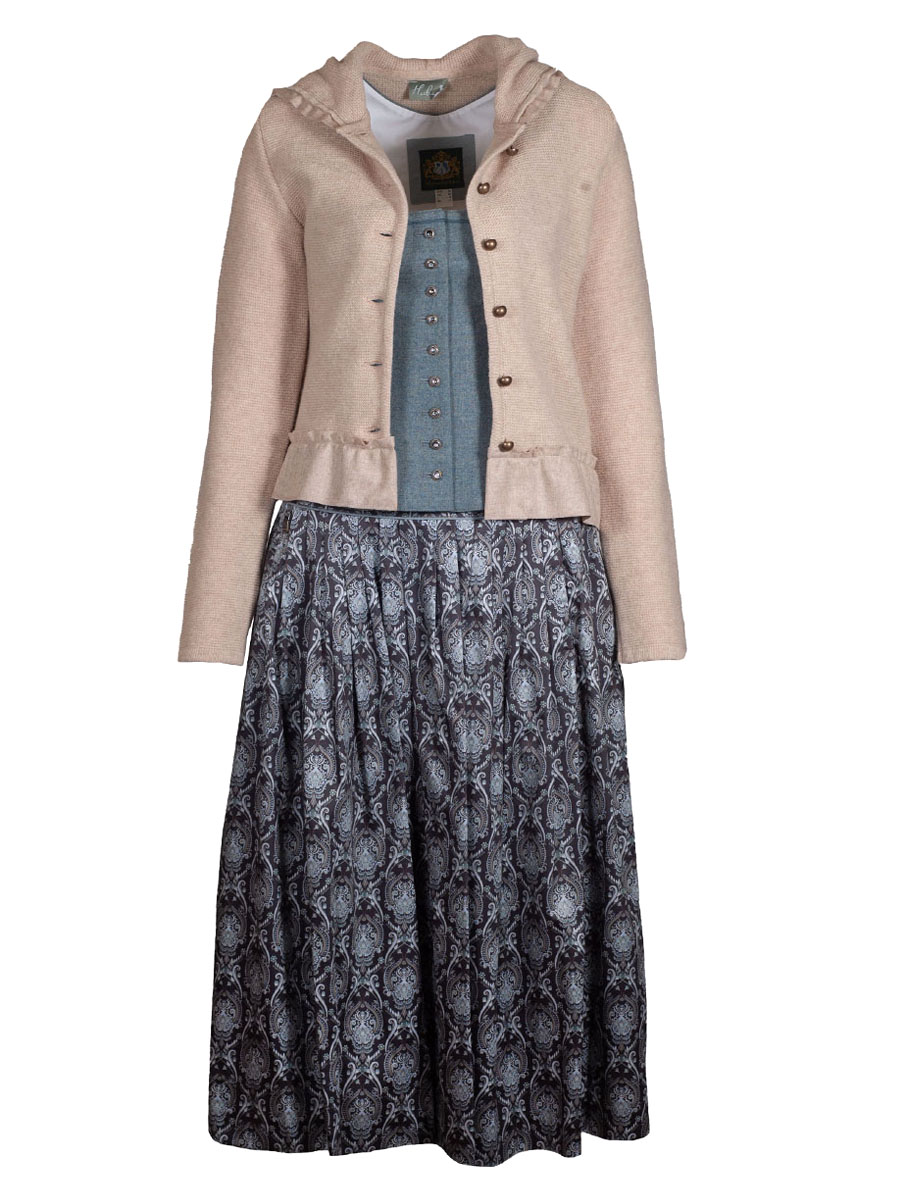 hausg'macht Kapuzen-Strickjacke Heike, natur, Rüschenborte #2