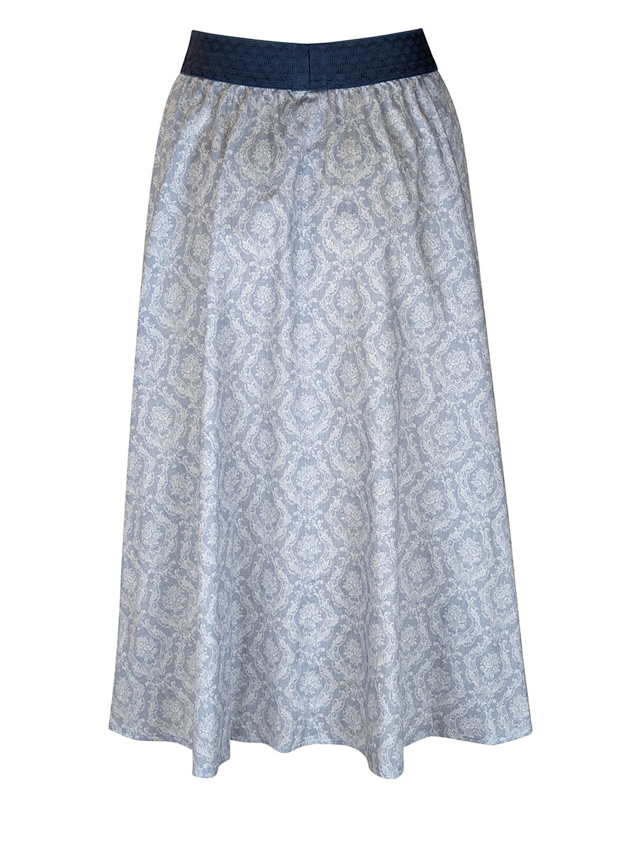 Berwin & Wolff Tellerrock, blau gemustert, Stretchbund #3