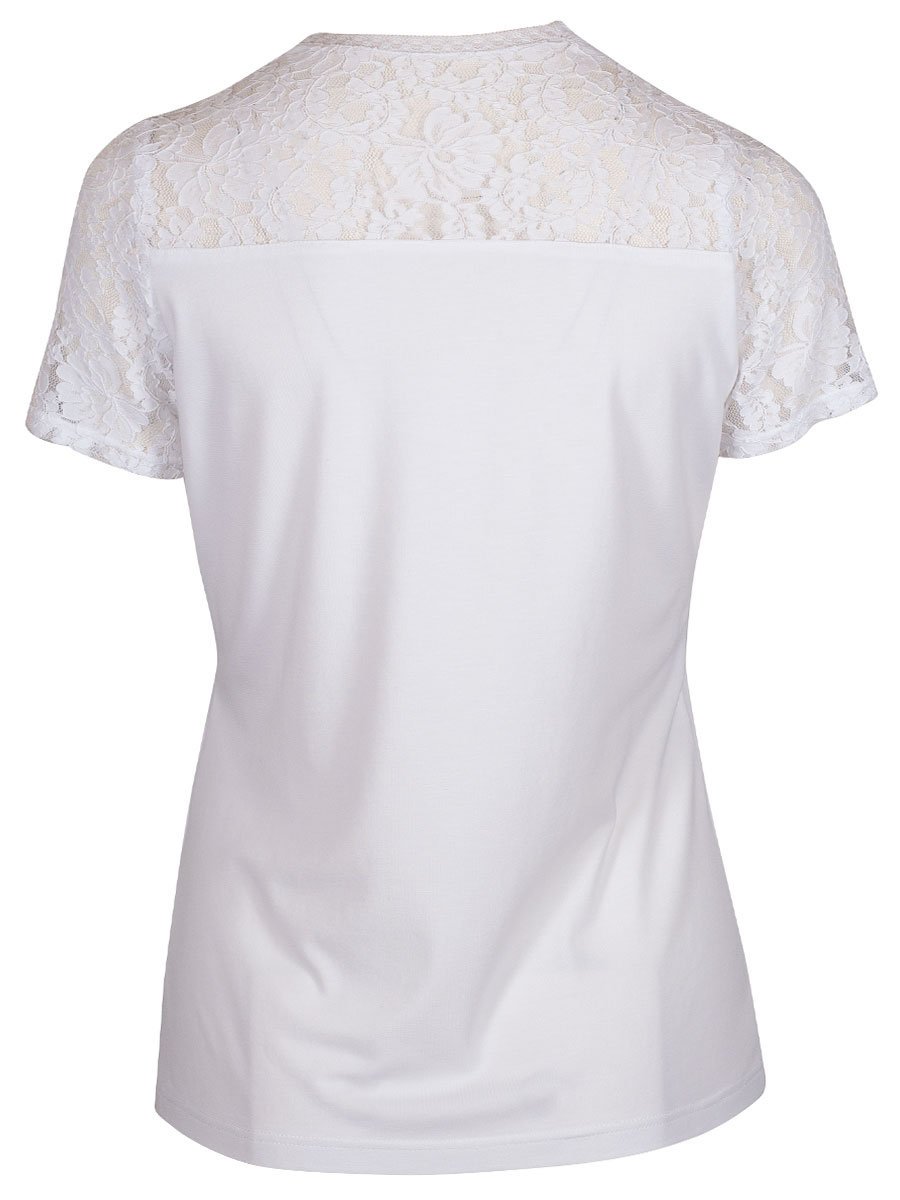 Waldorff Spitzenshirt Margarethe, Kurzarm, weiß, elegant, V-Ausschnitt #2