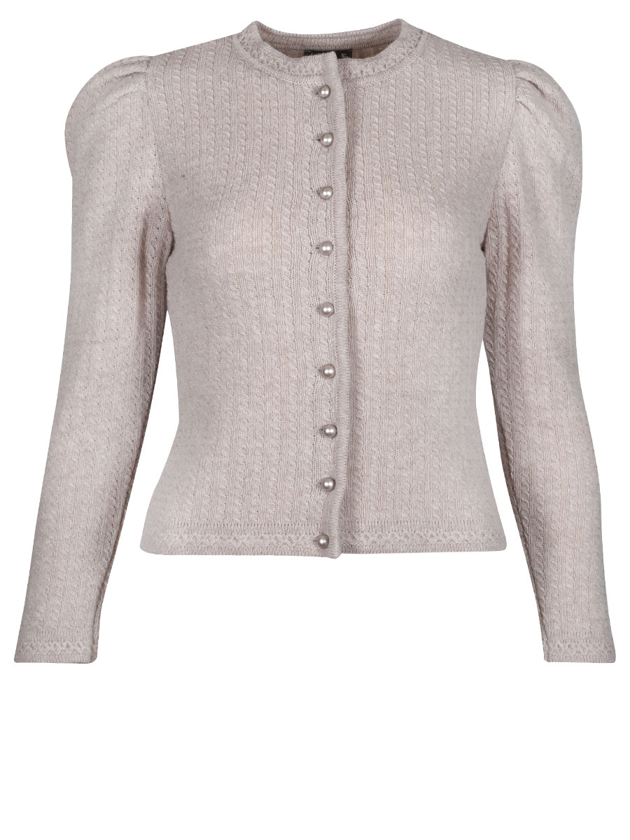 Huber Strickjacke Katharina, beige, Puffarme, Strickmuster #1