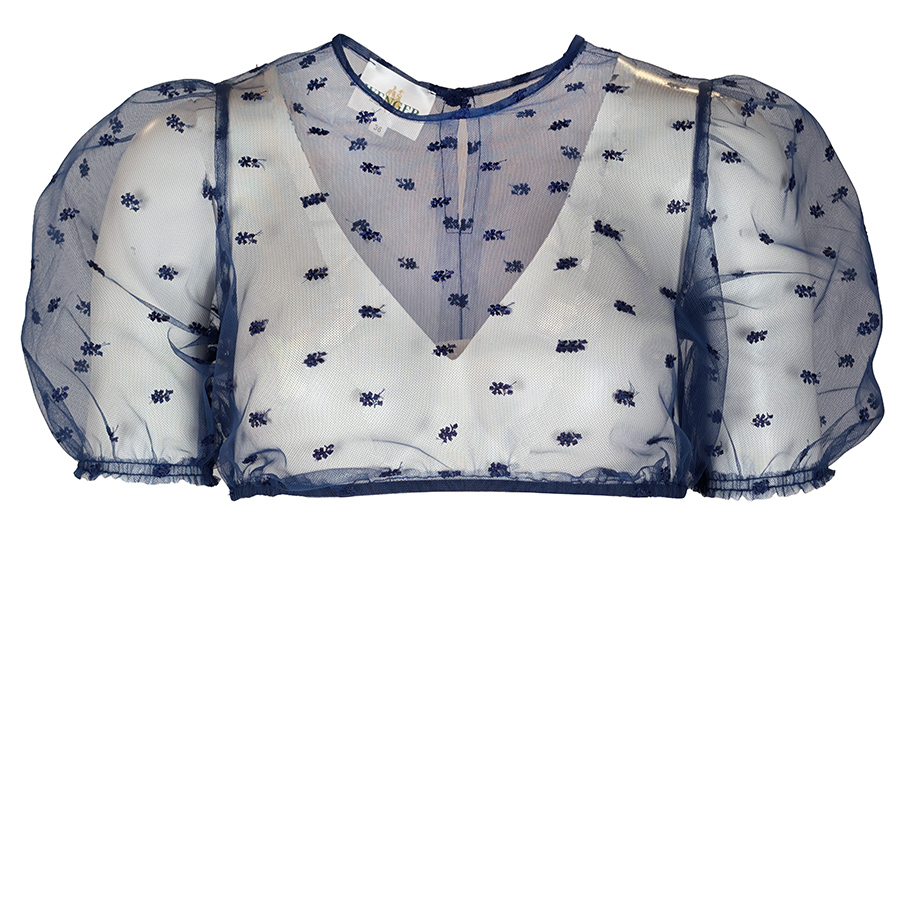 Wenger Dirndlbluse Isabella, Spitze, blau #1