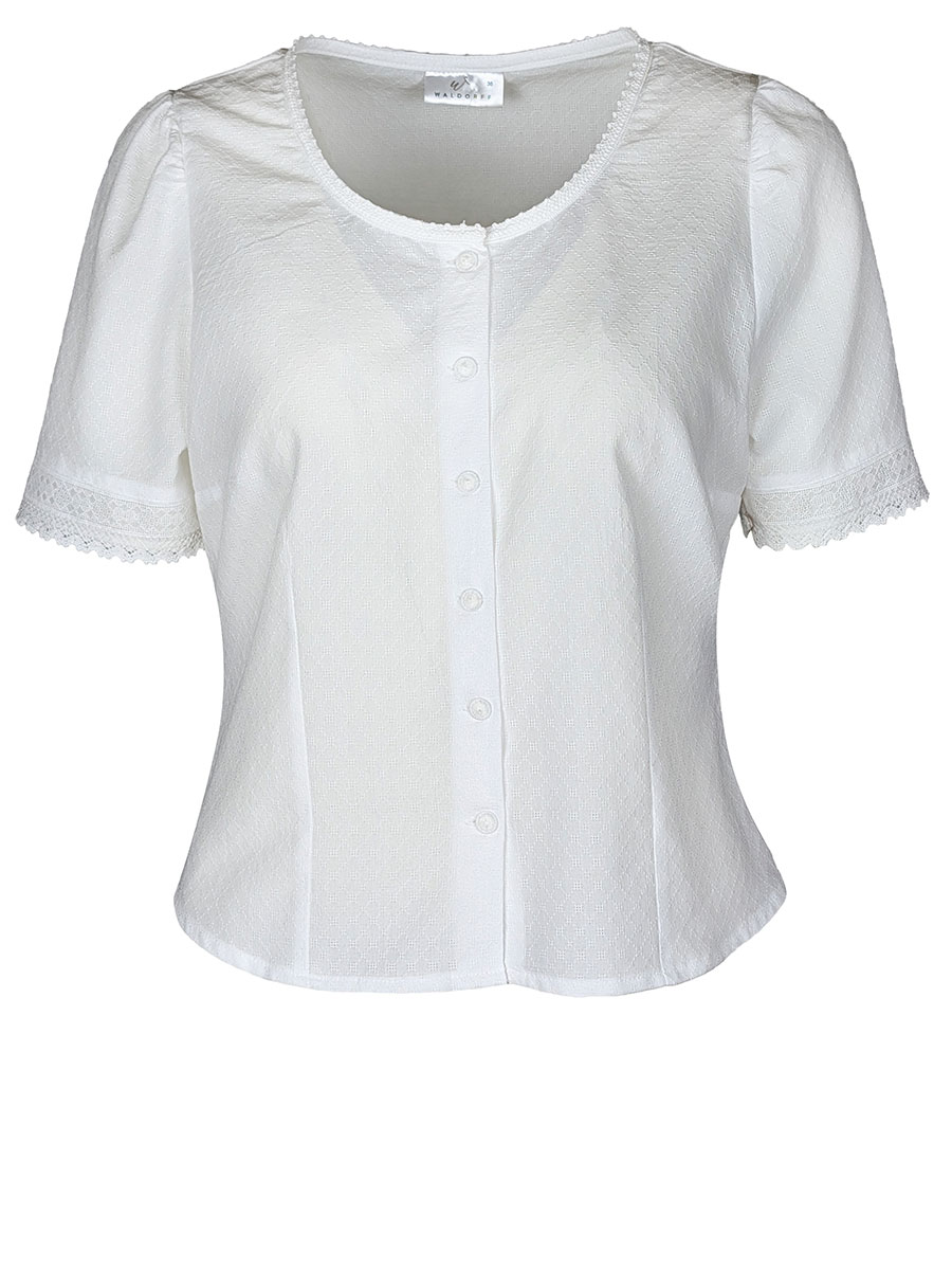 Waldorff Spenzerbluse, weiß, Kurzarm, fein gemustert #1