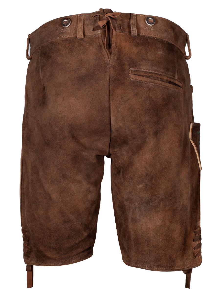 Weinbauer Kurze Lederhose Franz, Ziegenvelour, ahorn, grüner Stick #3