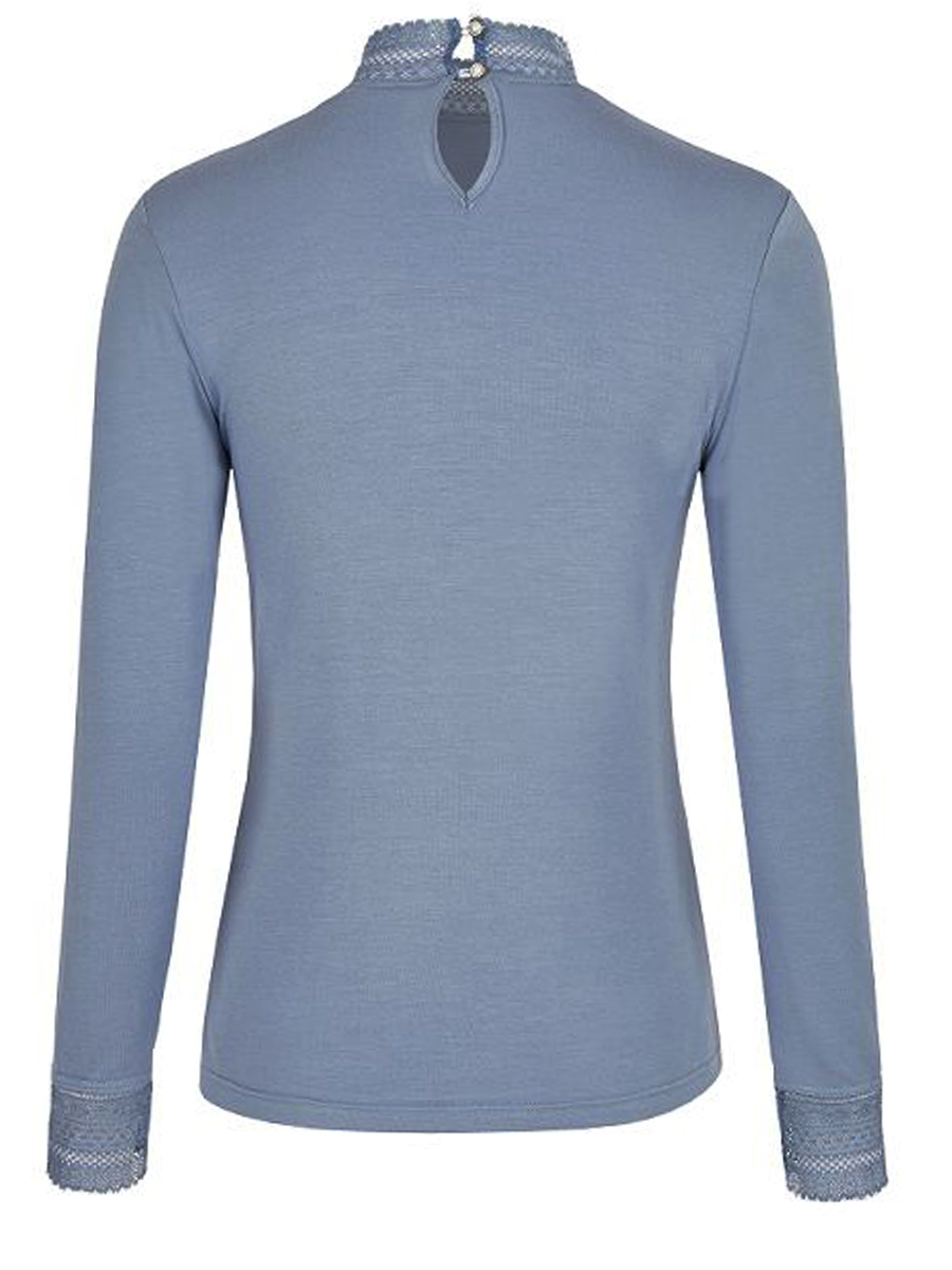 Feli und Hans Langarmshirt Parndorf, hellblau, Spitzenkragen, hochgeschlossen, Stretch #3
