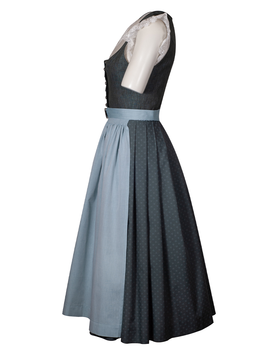 hausg'macht Leinendirndl Pillersee, türkis, Schürze mit Schließe, 80lg #4