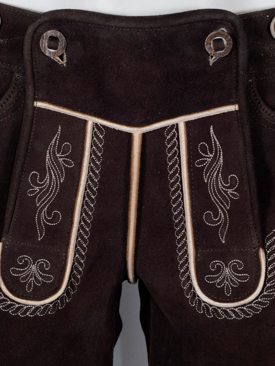 hausg'macht kurze Lederhose Appenzell, braun, Hirsch, sämina, heller Stick #6