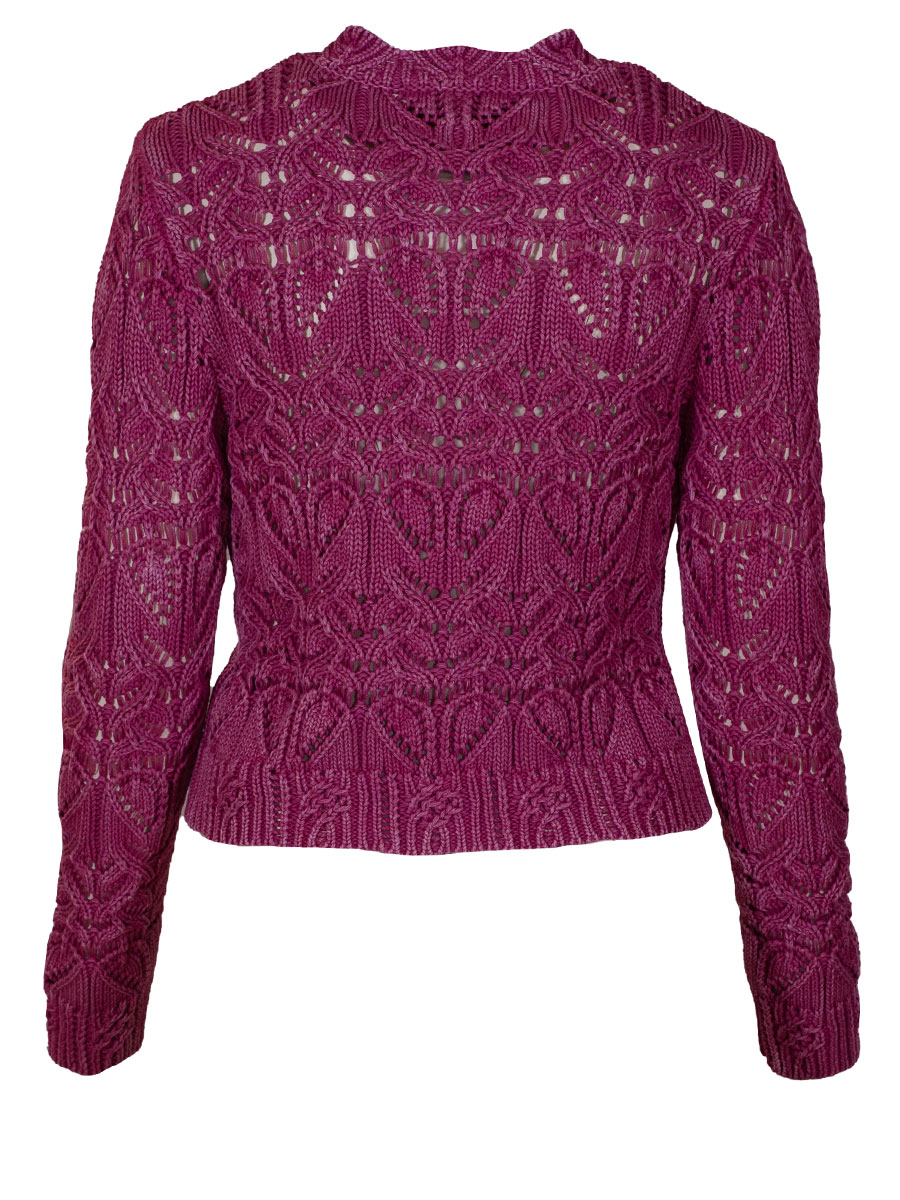 fei scho schee Strickjacke, pink, grobes Häkelmuster, kurz #2