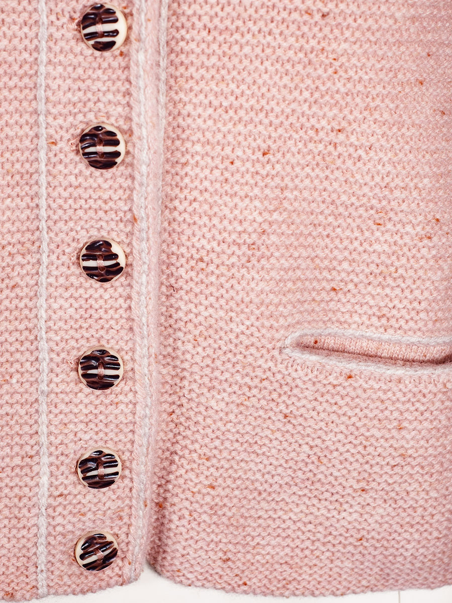 fei scho schee Strickjacke, rose, Einfassung in ecrue, kurz #3