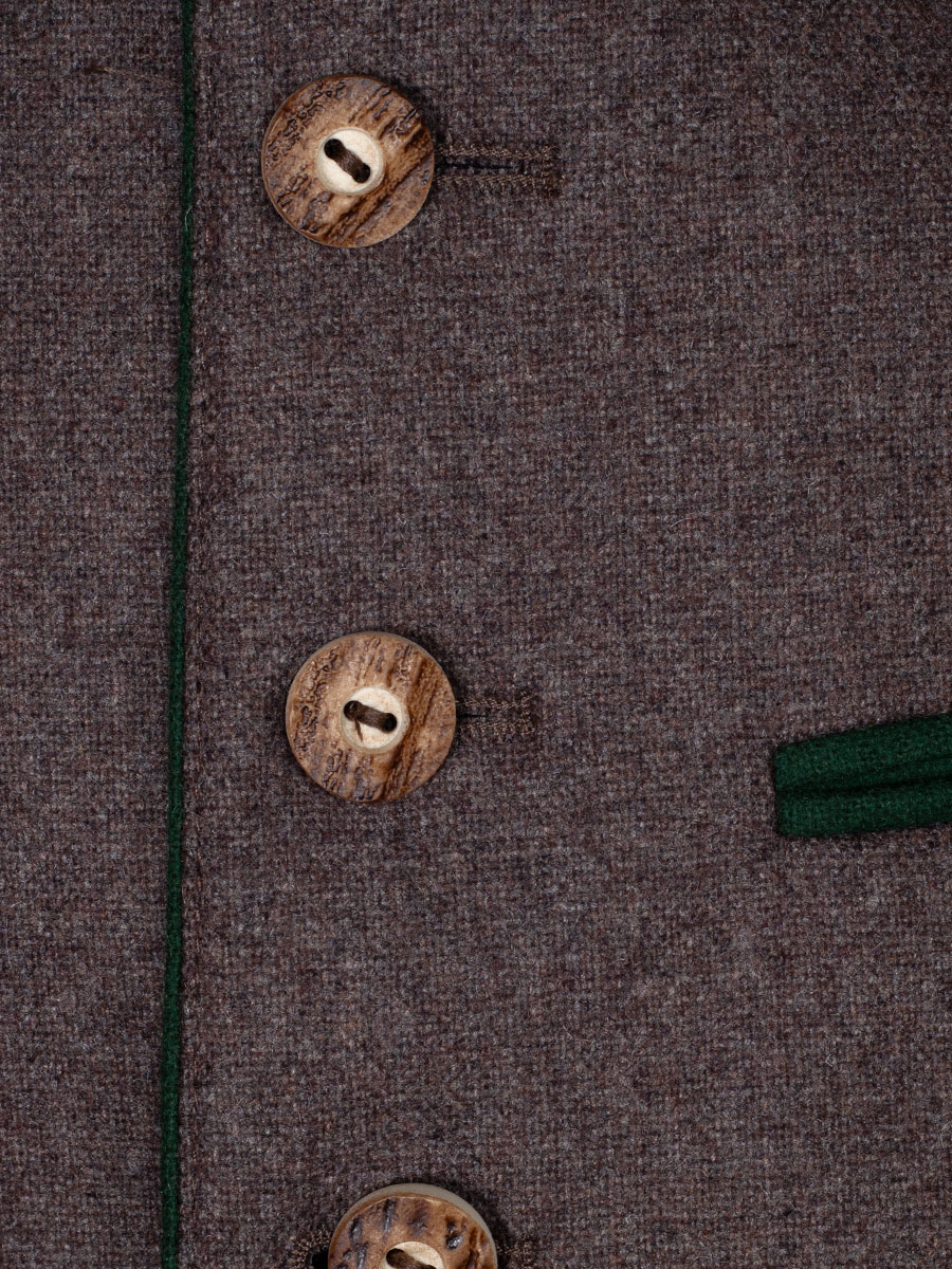 Kinder Lodenjanker Burschen, hellbraun, grünes Paspol #4