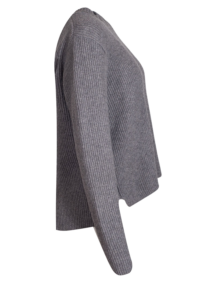 Huber Strickpullover Jelena, stein, Rückenfalte #2