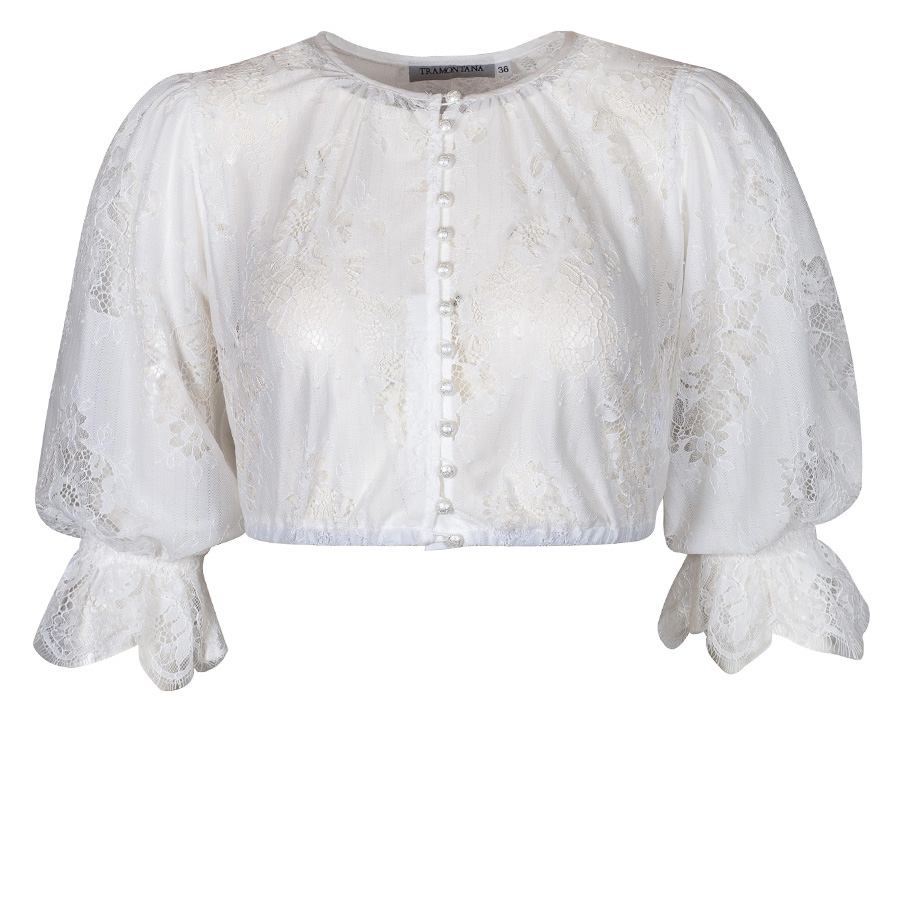 Country Line Dirndlbluse Spitze, creme, hochgeschlossen #1