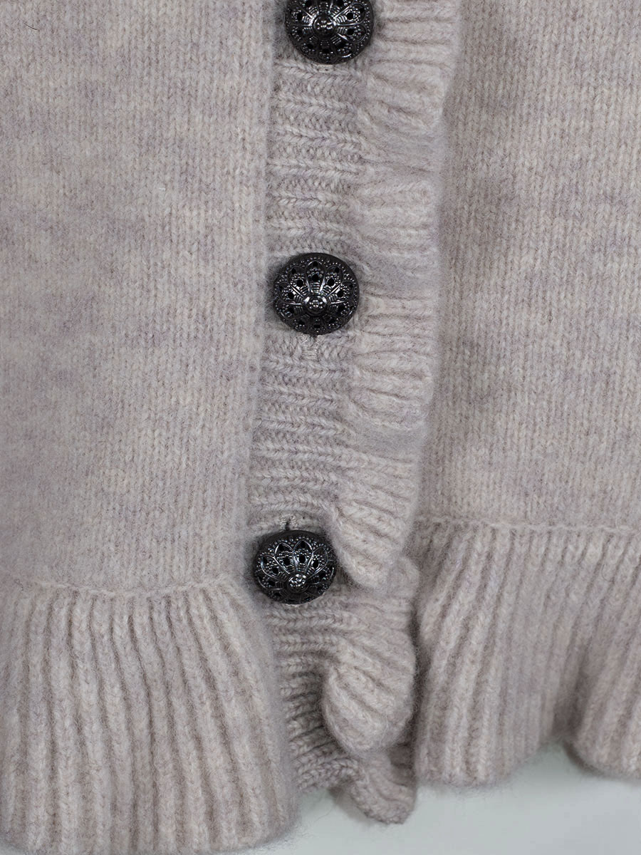 fei scho schee Strickjacke, barley, Rüschenbund #3