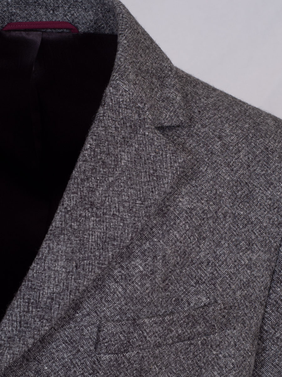 Herrenmantel Constantin grau meliert, Loden, Revers #5