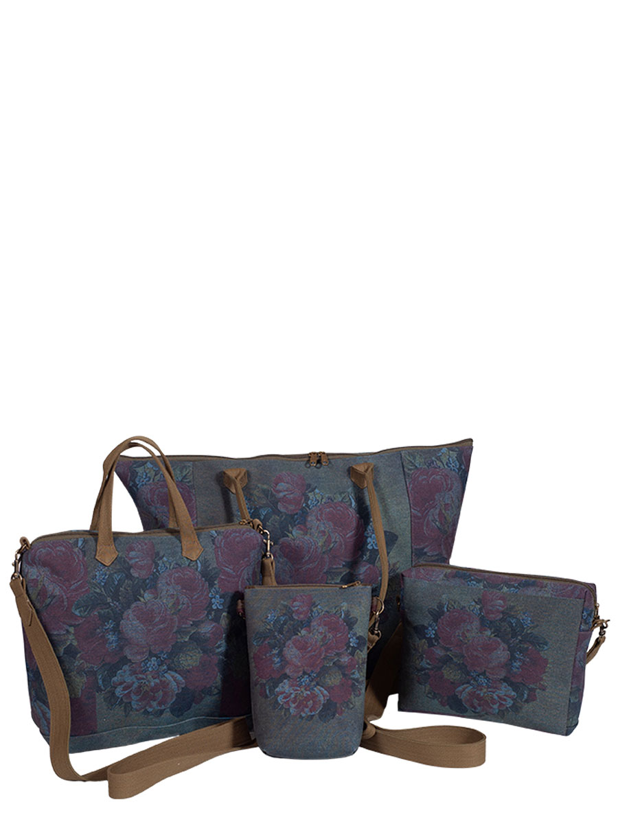 Guido Schultertasche, Travel, Motiv Rose, Leinen #6