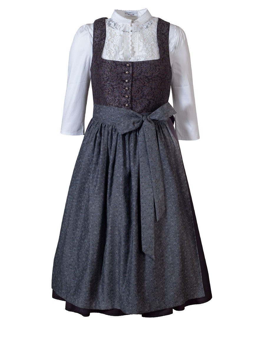 Anno Domini Dirndl Mathilde, grau-schwarz, mit Schoßerl, elegant, 70cm #1