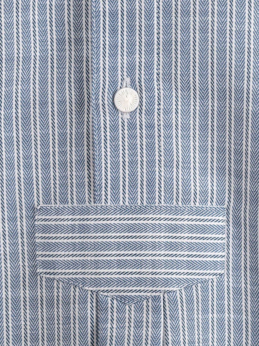 Arzberger Herrenhemd, blau-grau, gestreift, Stehkragen, Pfoad #3