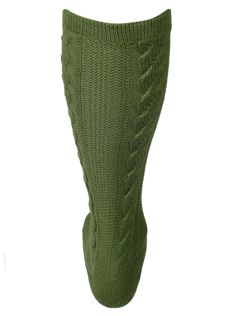 Lusana Kniestrumpf apfelgrün, Handzopf, perfekte Passform #2