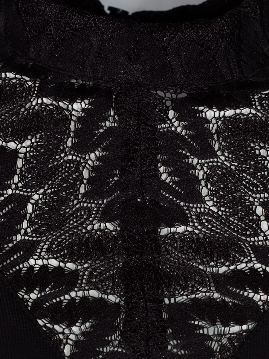 Country Line Damenshirt schwarz, Spitze, hochgeschlossen #3